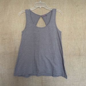 FRESH PRODUCE Gray Crossback Tank Top Slub Cotton Fabric XS